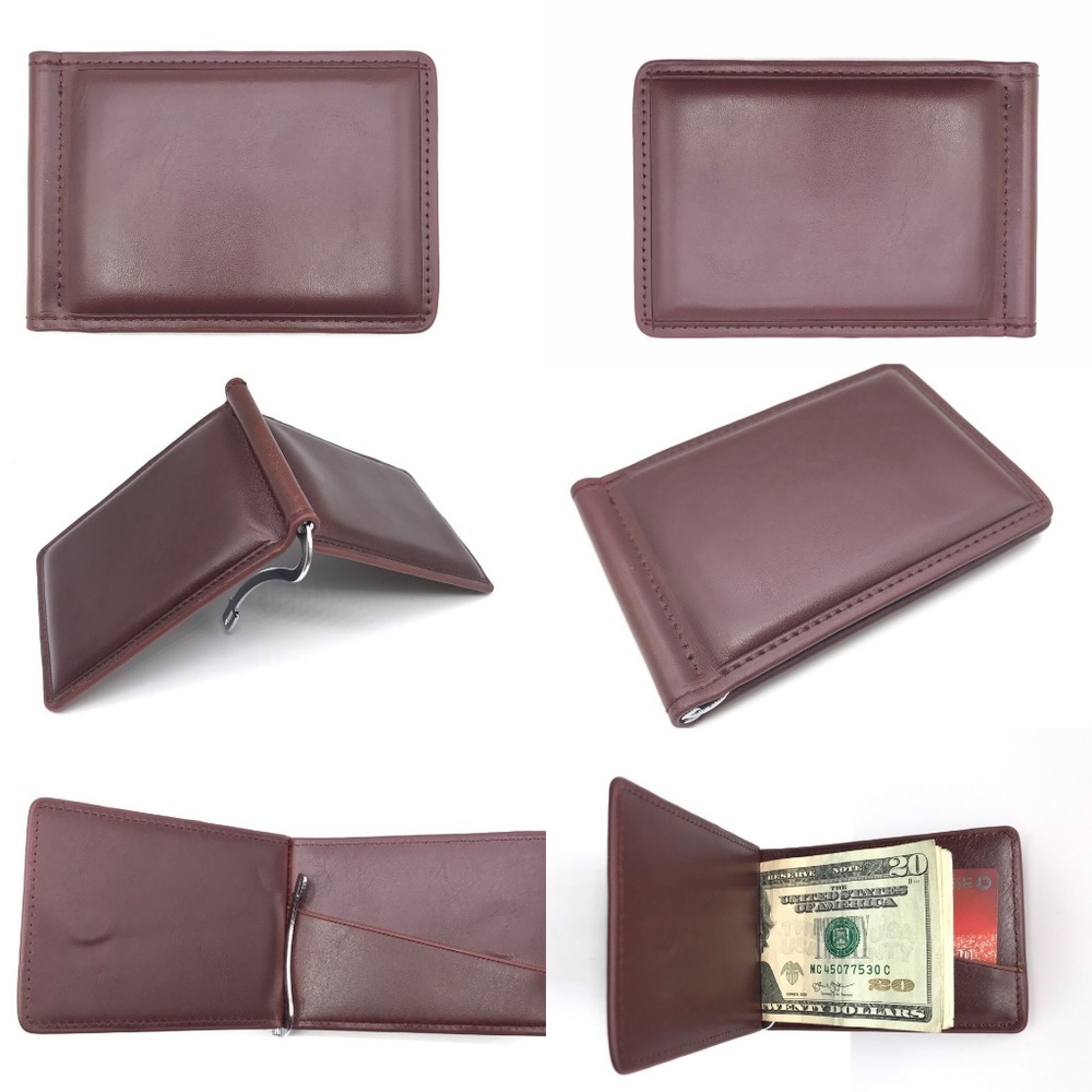 IXYVIA Men's Money Clip Bifold PU Leather Wallet